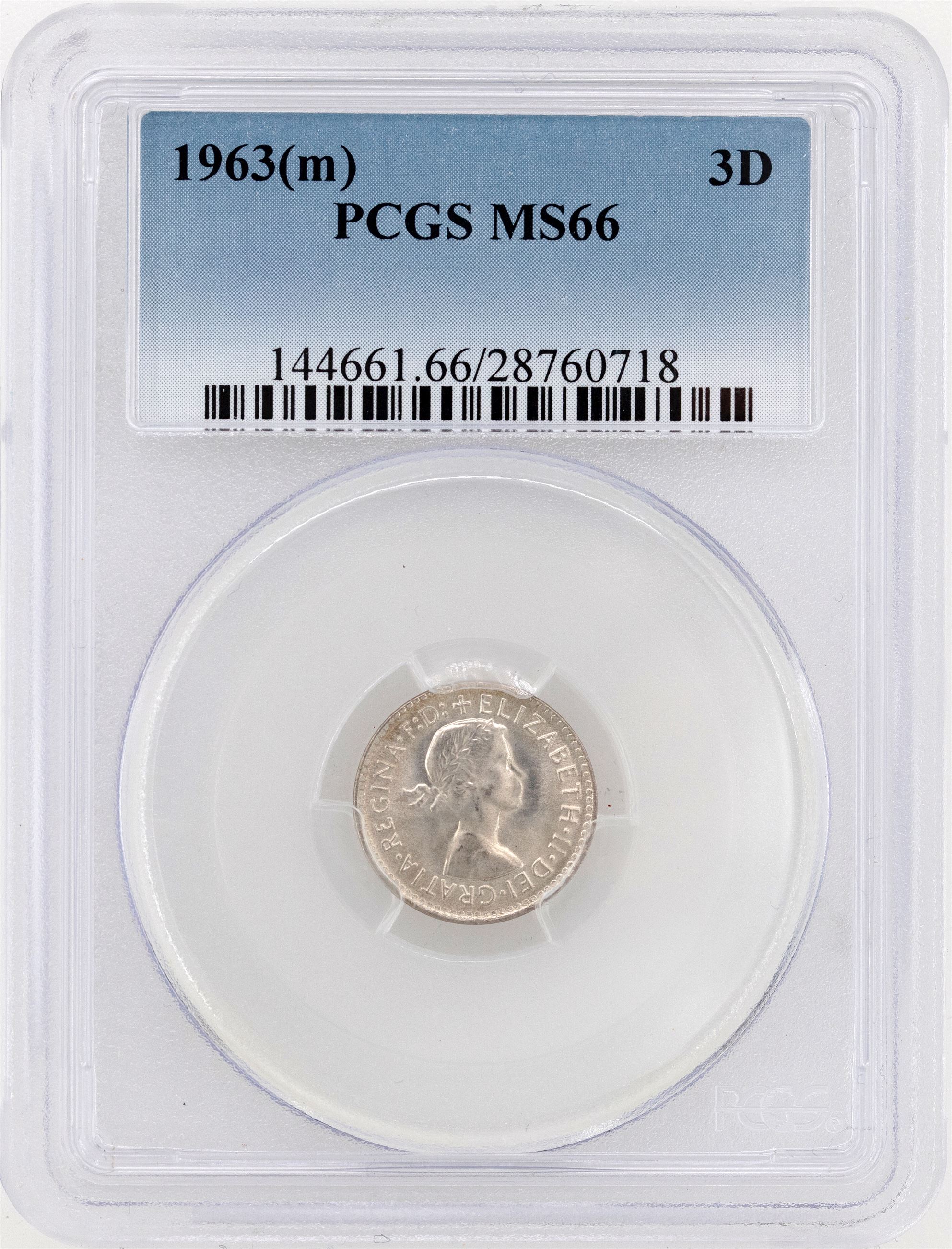 1963(m) Australia Threepence PCGS - MS66 -718