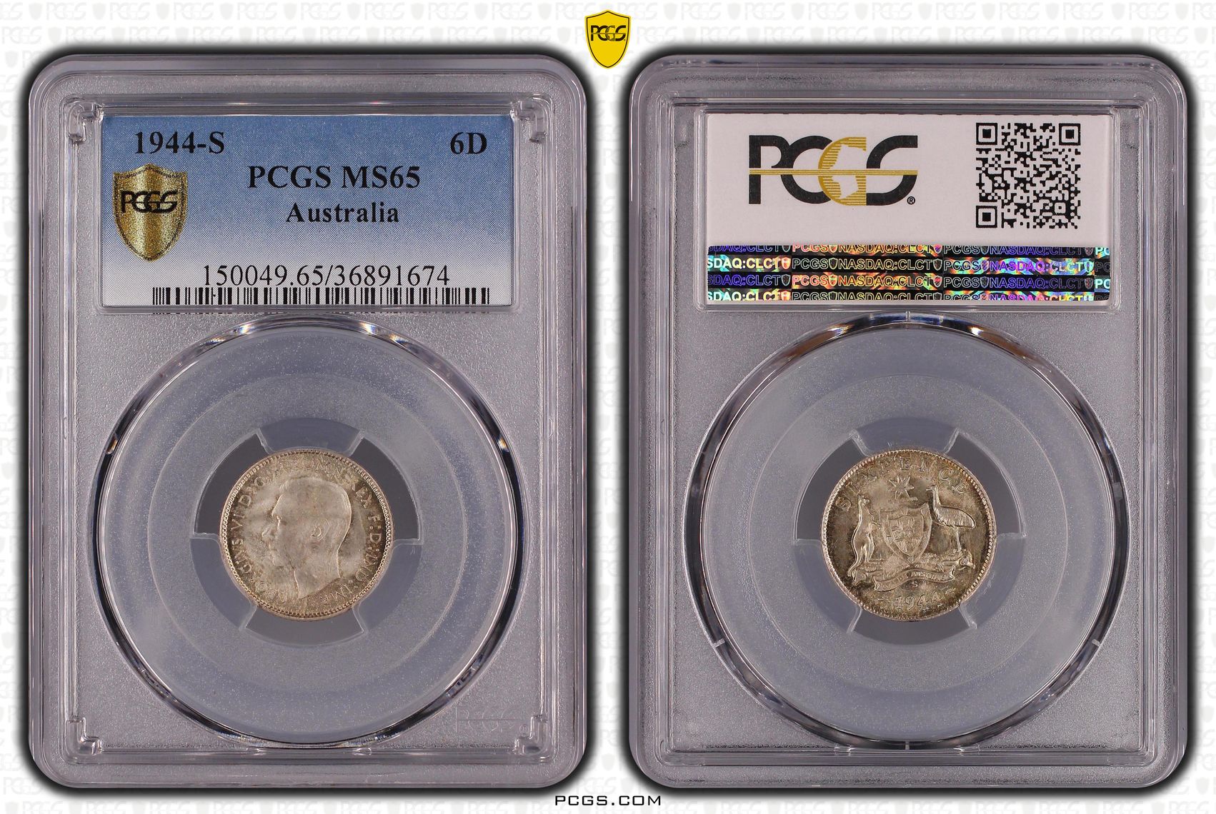 George VI, Sixpence, 1944-S, PCGS MS65