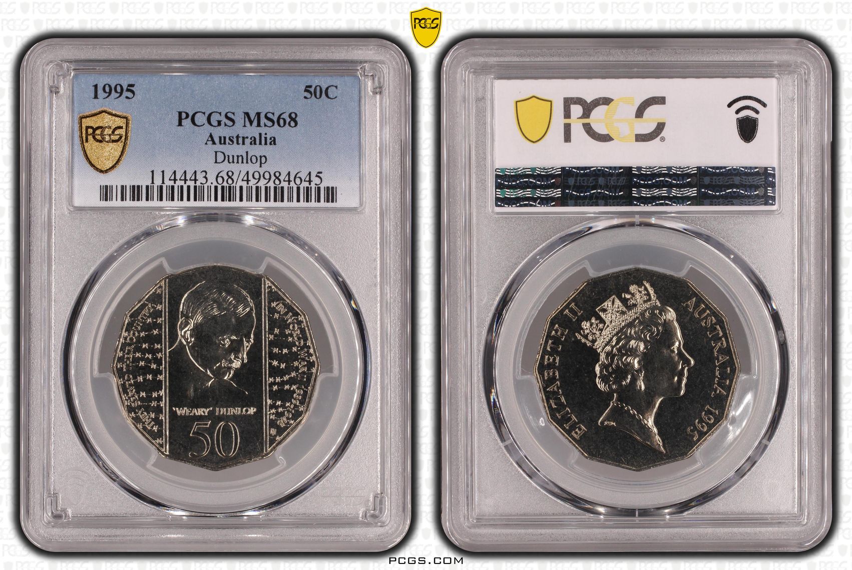 Dunlop, Fifty Cent, 1995, PCGS MS68