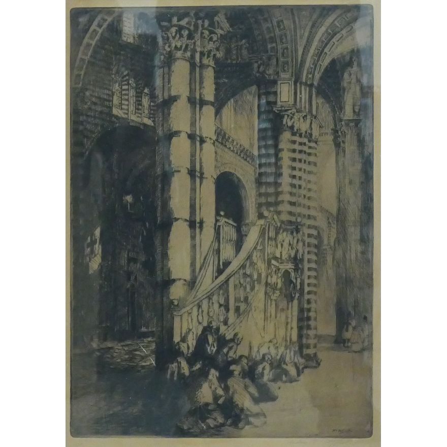 Andrew Affleck ''Cathedral Interior'' S/N Etching Framed 28''x22''
