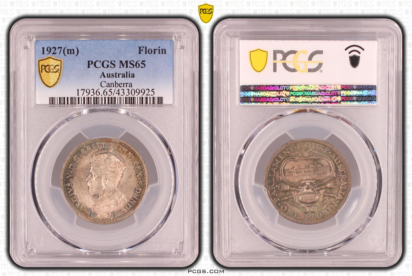 George V, Florin, 1927, PCGS MS65