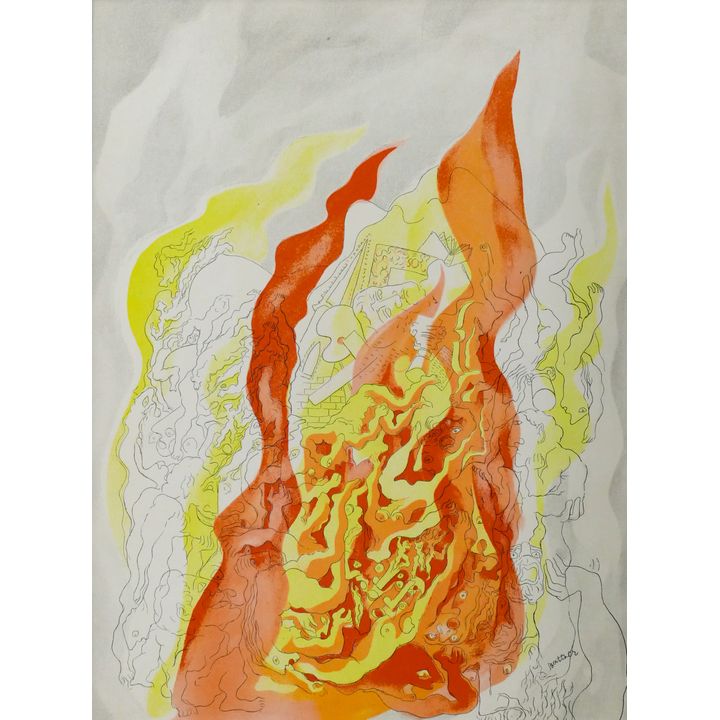 Abraham Rattner ''L'Enfer'' 1939 Color Lithograph Matted 20''x16''