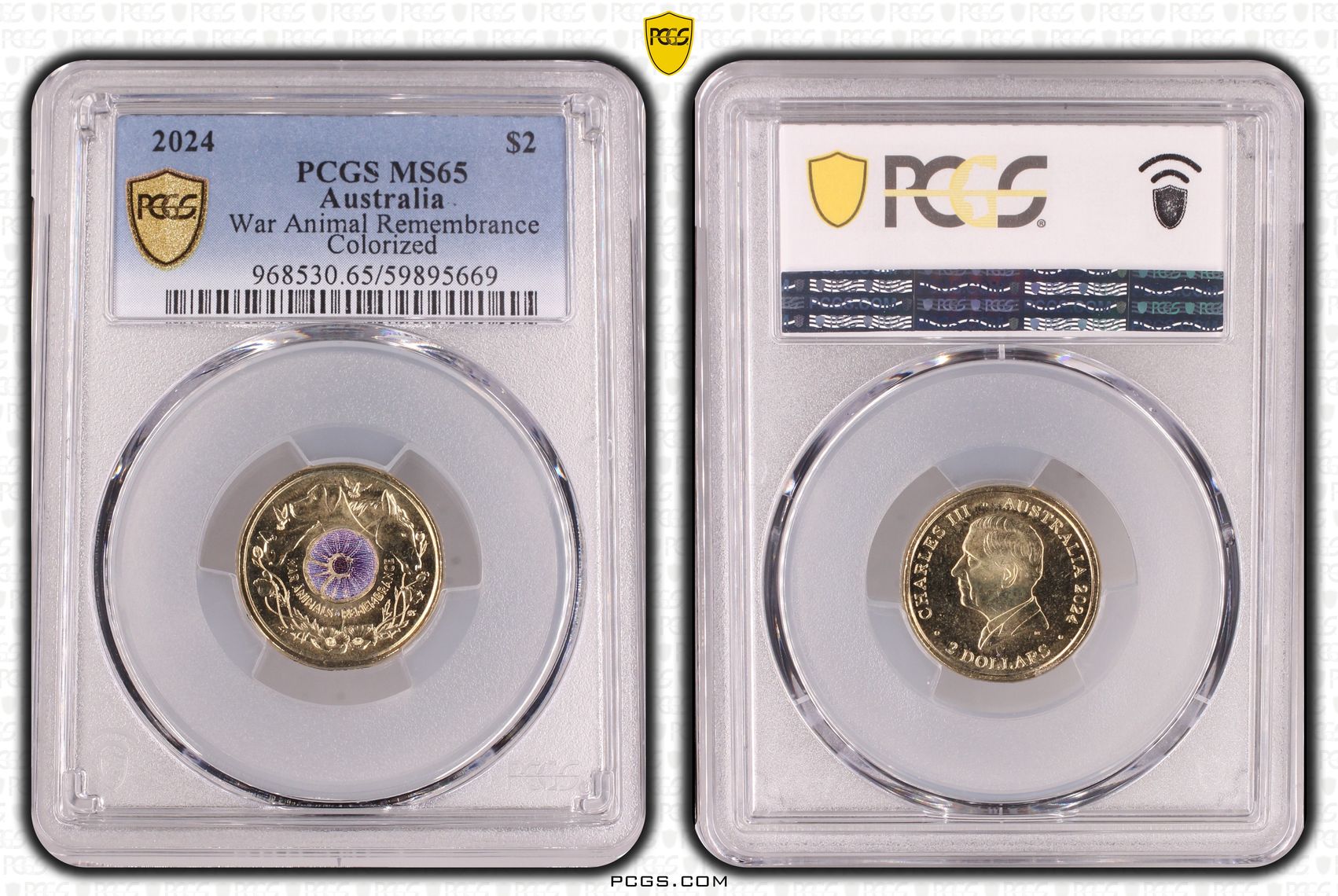 War Animal Remembrance Colorized, Two Dollar, 2024, PCGS MS65