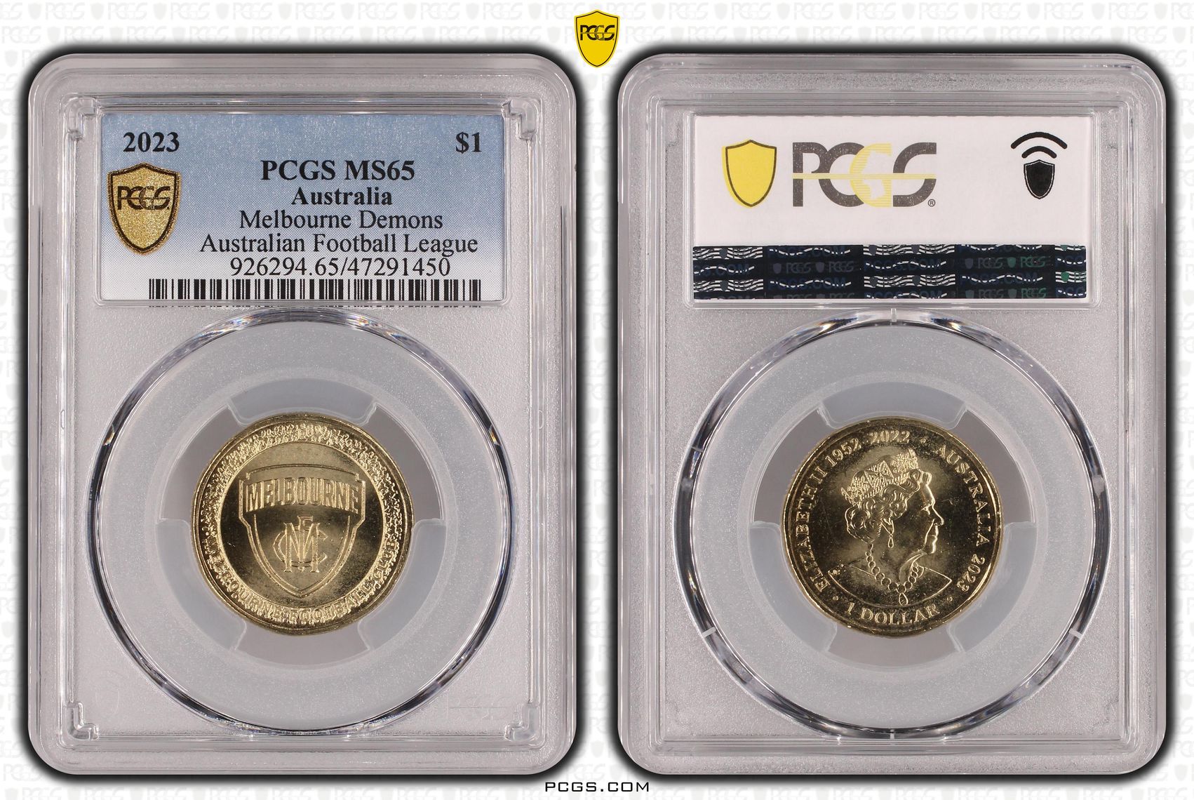 Elizabeth II, Melbourne Football Club , One Dollar, 2023, PCGS MS65