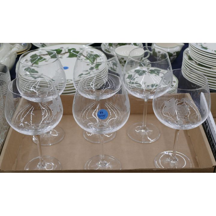 Box 6pc Etched Grape Wine Glasses