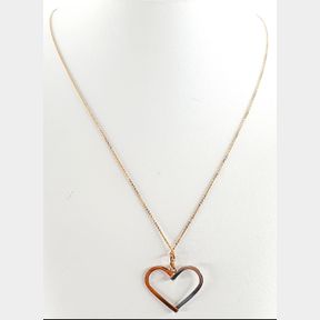 9CT GOLD PLATED & 925 SILVER HEART PENDANT & CHAIN - 51929/10068