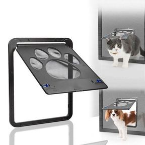 11.4 inches Pet Cat Small Dog Magnetic Flap Lockable Screen Door Black |