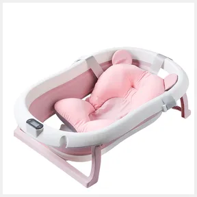 Foldable Bath Tub with Shower Holder Pillow Pad and built in Thermometer |