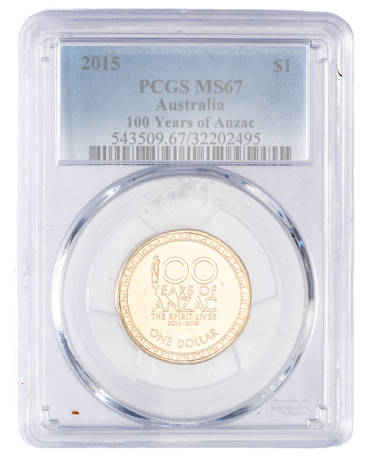 Elizabeth II, 100 Years of Anzac, One Dollar, 2015, PCGS MS67