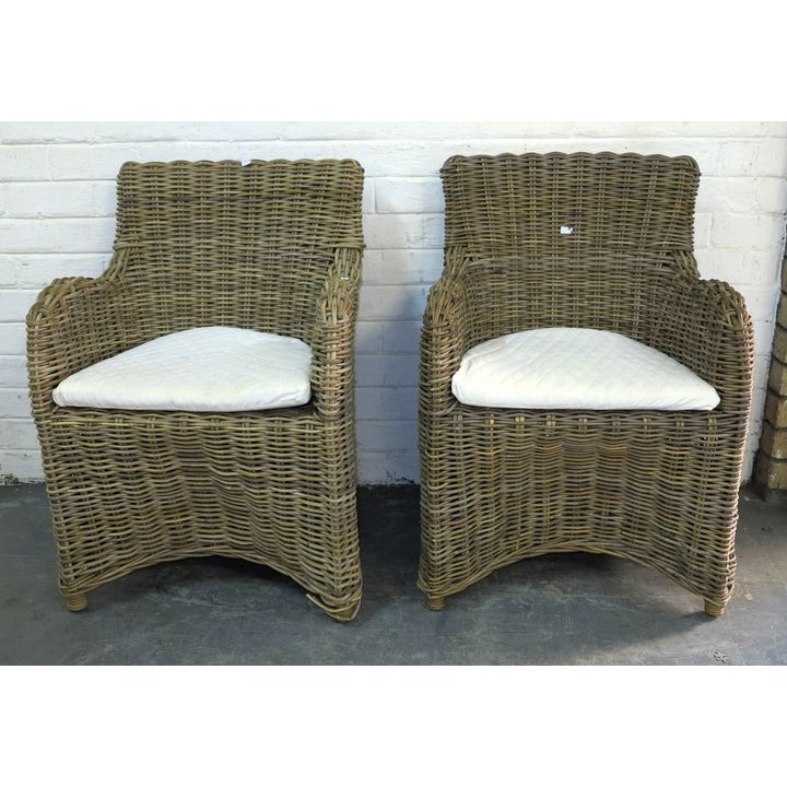 SET OF 3 WICKER ARMCHAIRS,