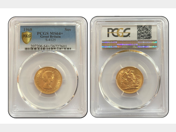 1968 Queen Elizabeth II 'Pre-Decimal' Gold Sovereign PCGS MS64+