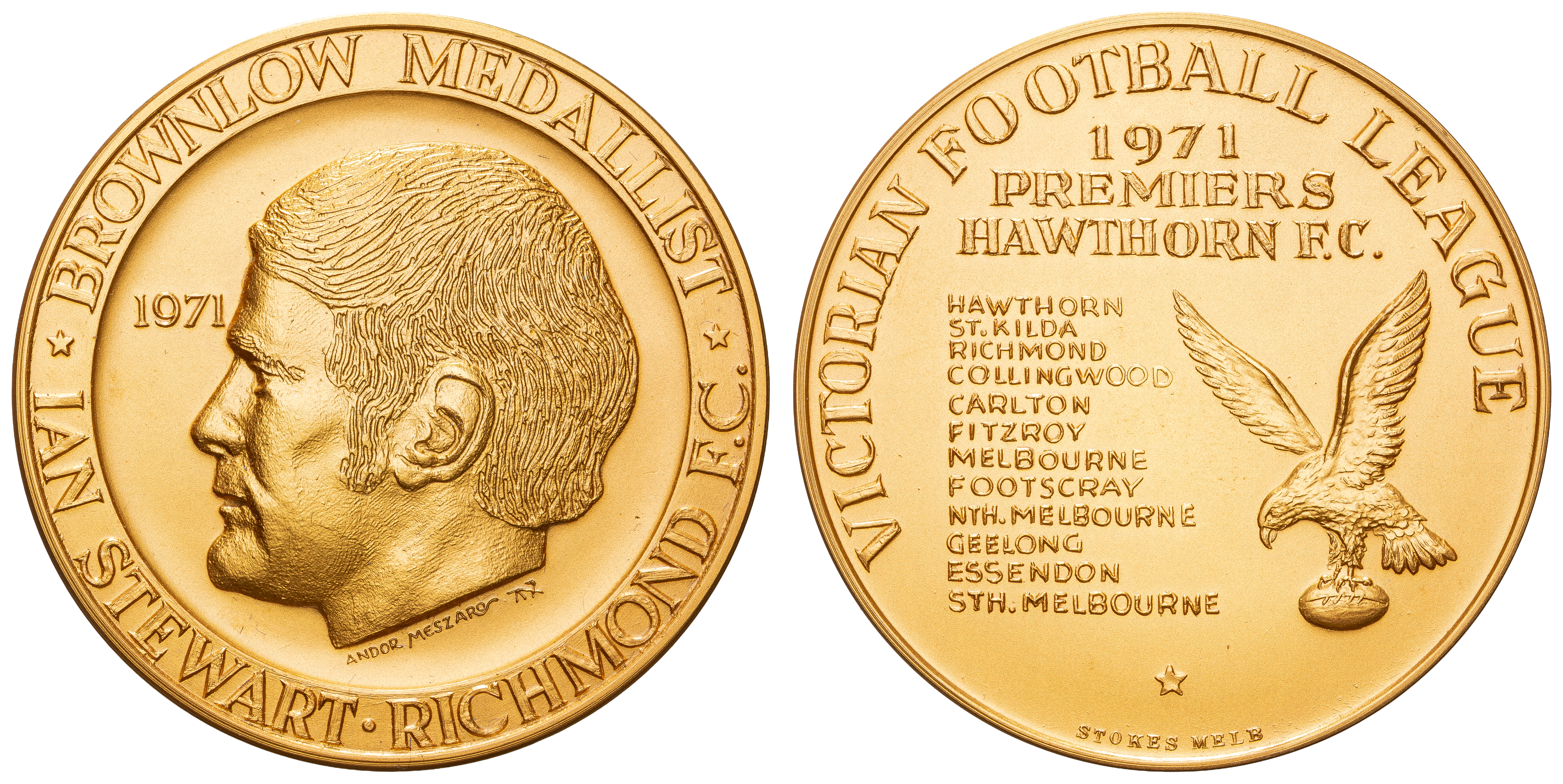 106 · VFL Medal (Hawthorn Premiers / Ian Stewart, Brownlow Medallist), 1971, UNC - CHU