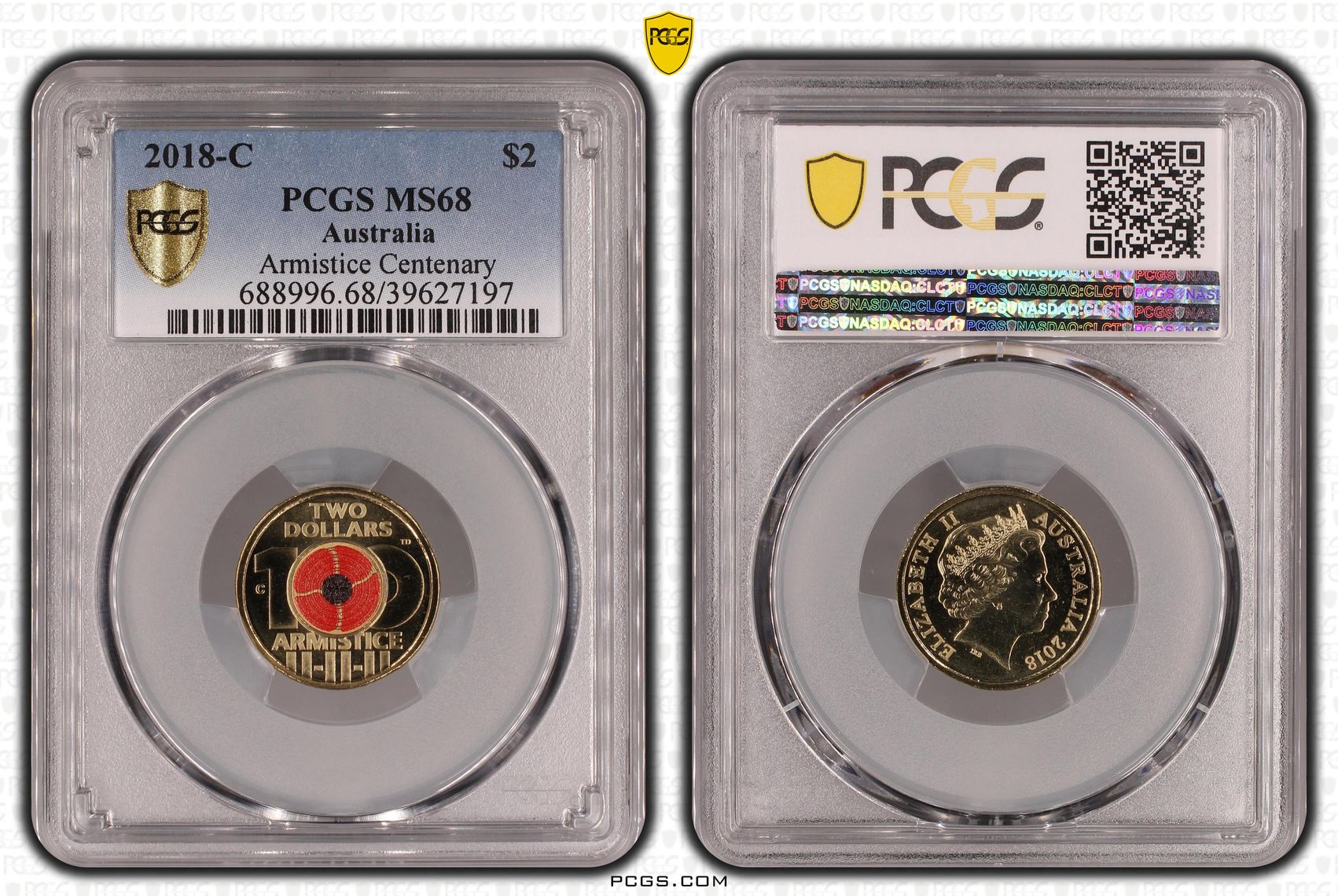Armistice Centenary Colorized , Two Dollar, 2018-C, PCGS MS68