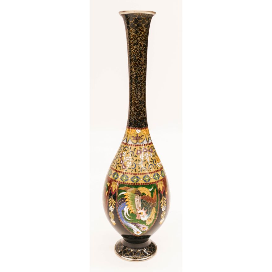 Inaba Japanese Cloisonne Bottle Vase 9.5''x2.75''