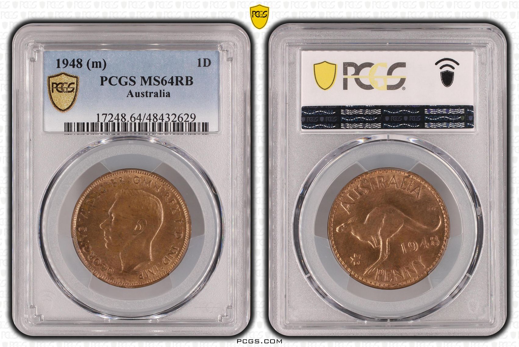 George VI, Penny, 1948, PCGS MS64RB