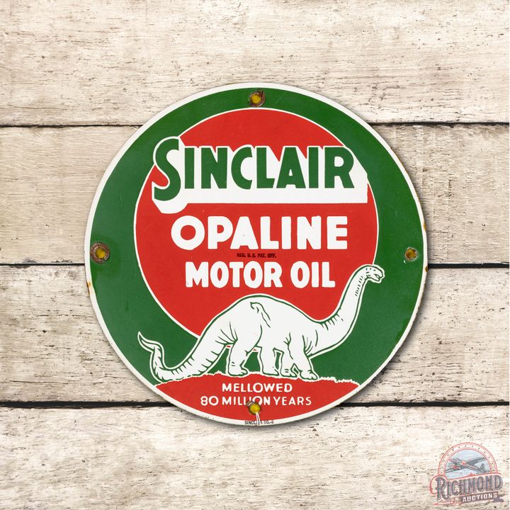 11" Sinclair Opaline Motor Oil Porcelain Lubster Sign TAC 8.9
