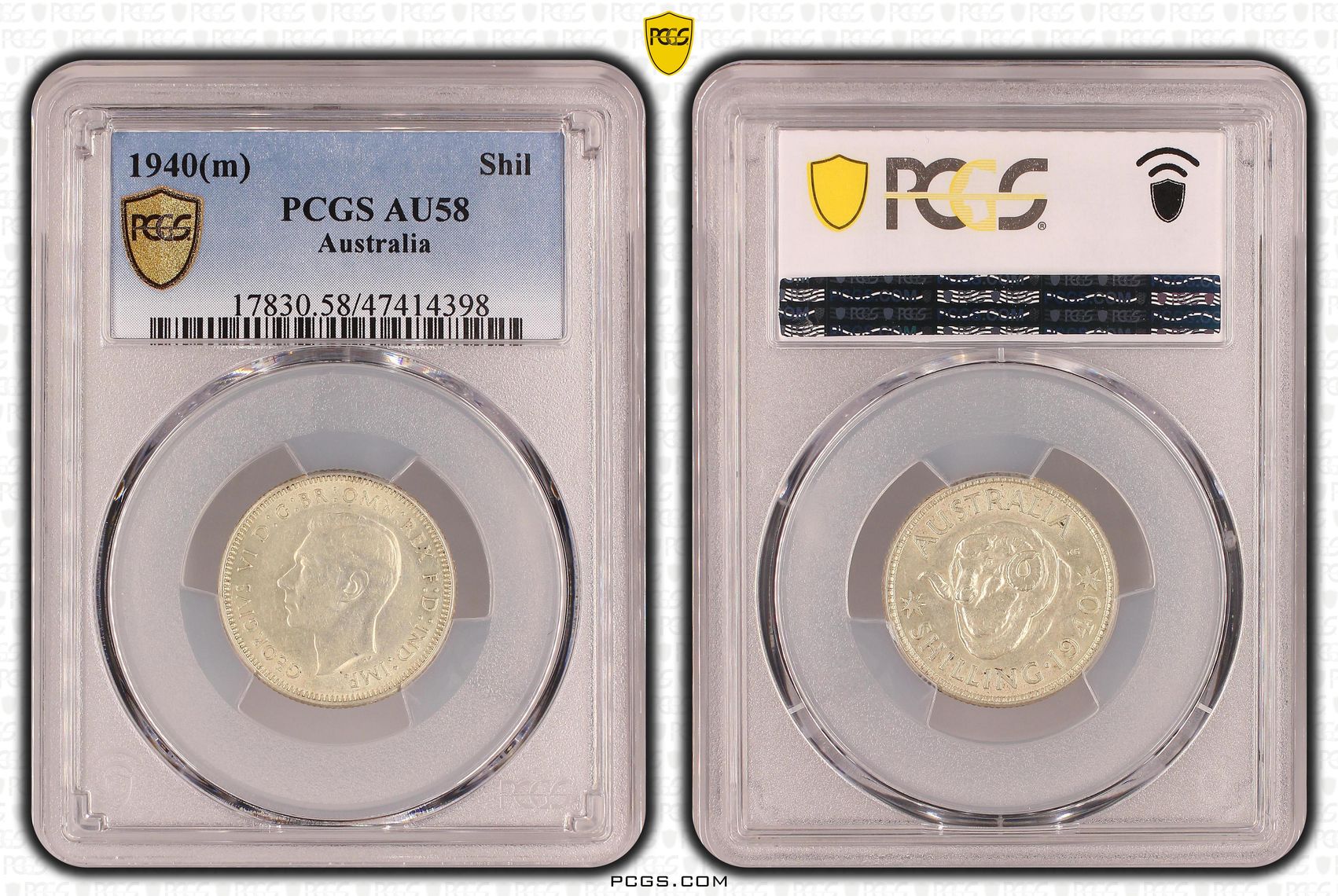Shilling, 1940(m), PCGS AU58