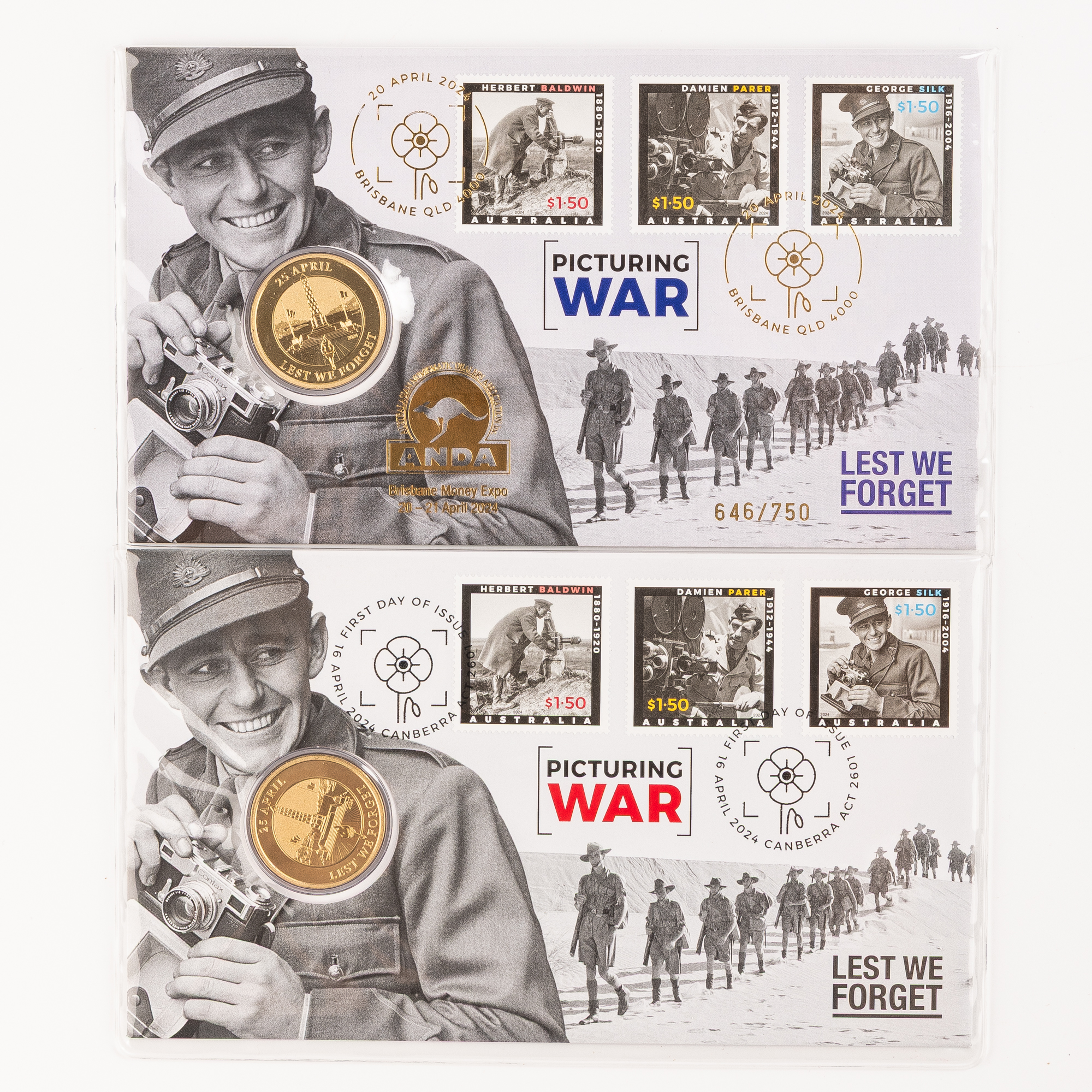 Charles III, Lest We Forget - Picturing War, One Dollar, 2024, UNC - FDC