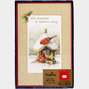5 1/8" X 7 3/8" DAYSPRING - MARJOLEIN BASTIN - LET HEAVEN & NATURE SING - 18 CARDINAL CHRISTMAS BOXED CARDS AND ENVELOPES (U1009)