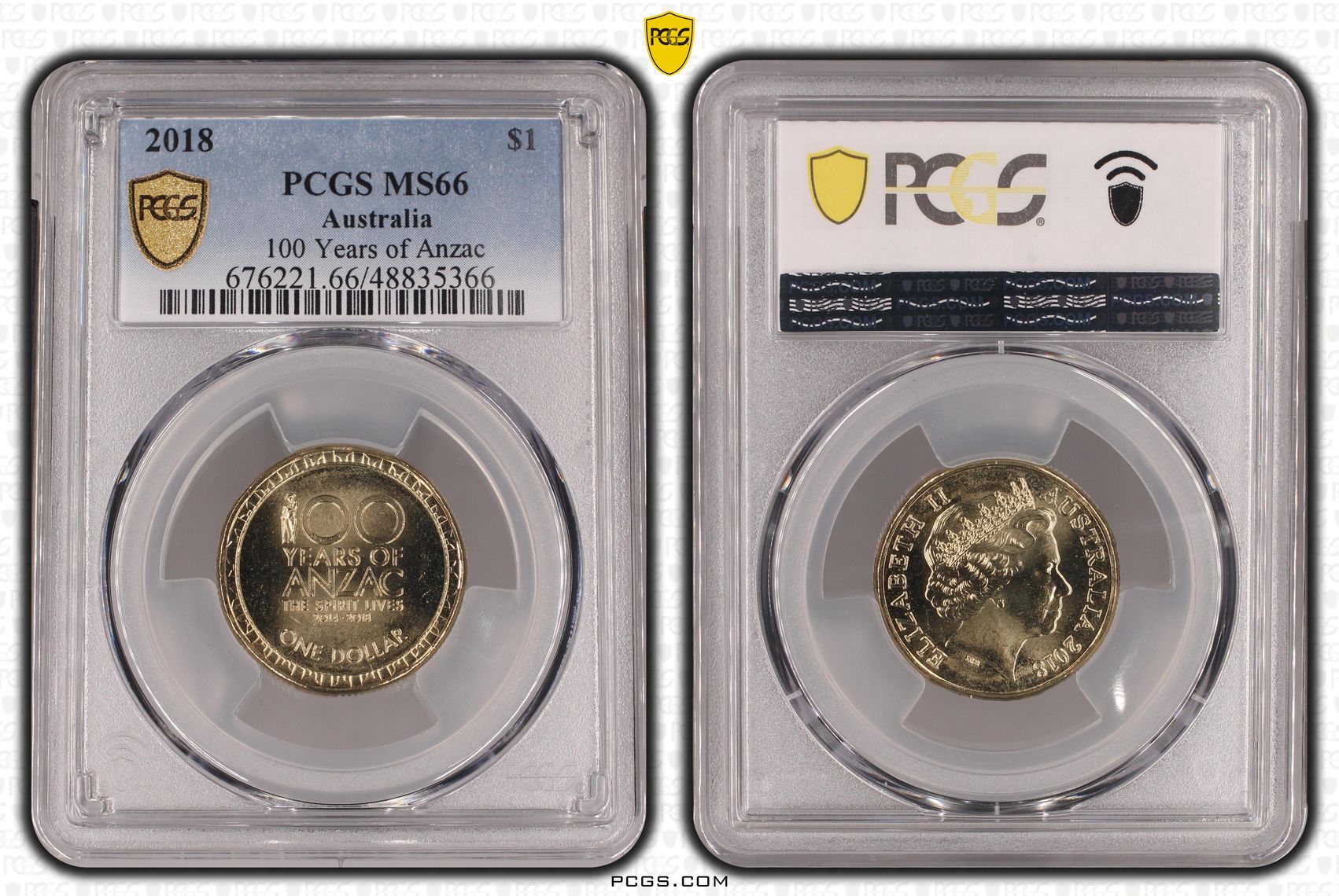 Elizabeth II, 100 Years of Anzac , One Dollar, 2018, PCGS MS66