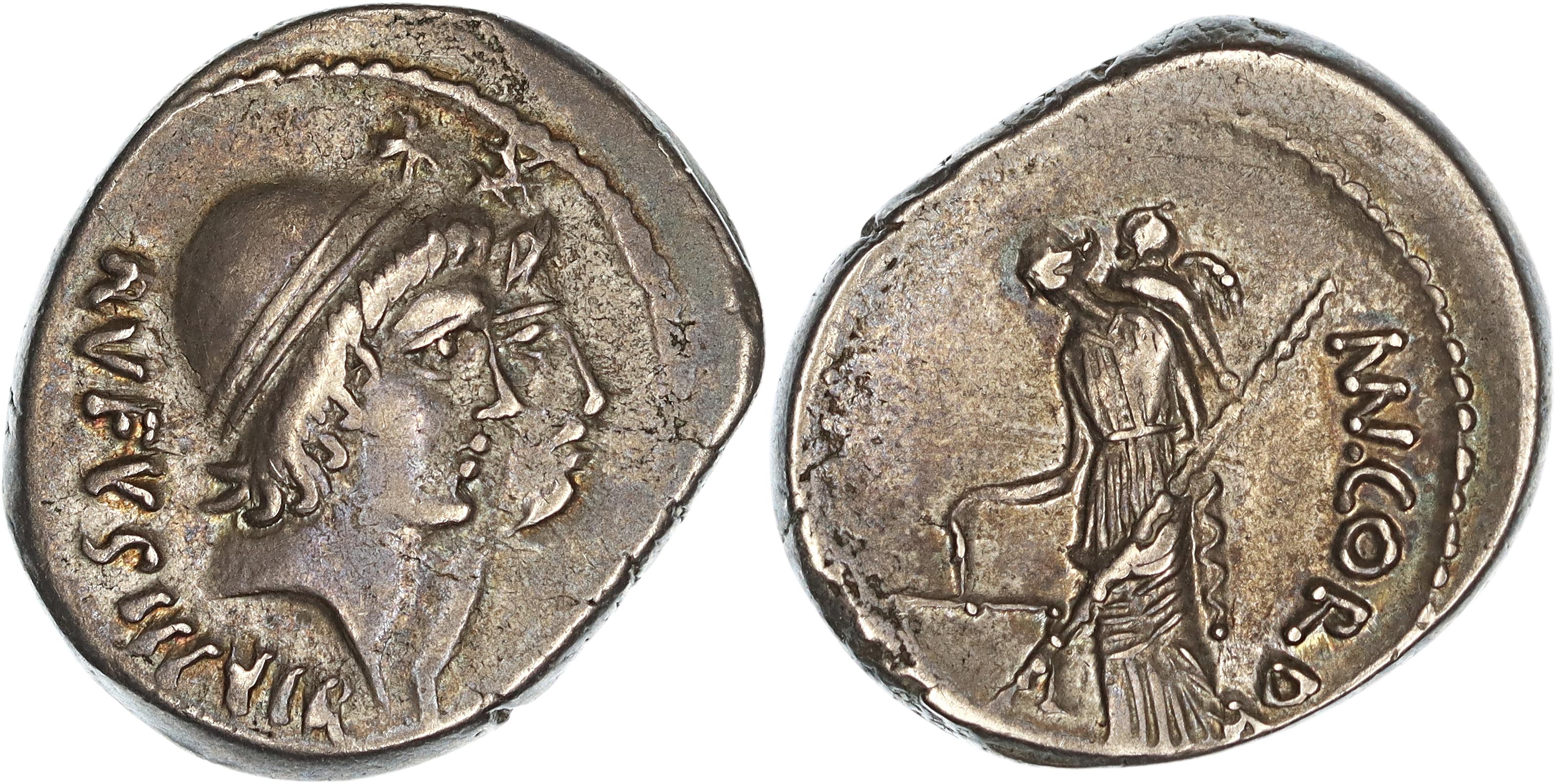 Roman Republic, Imperatorial Period, Mn. Cordius Rufus, Silver Denarius, 46 BC, nVF