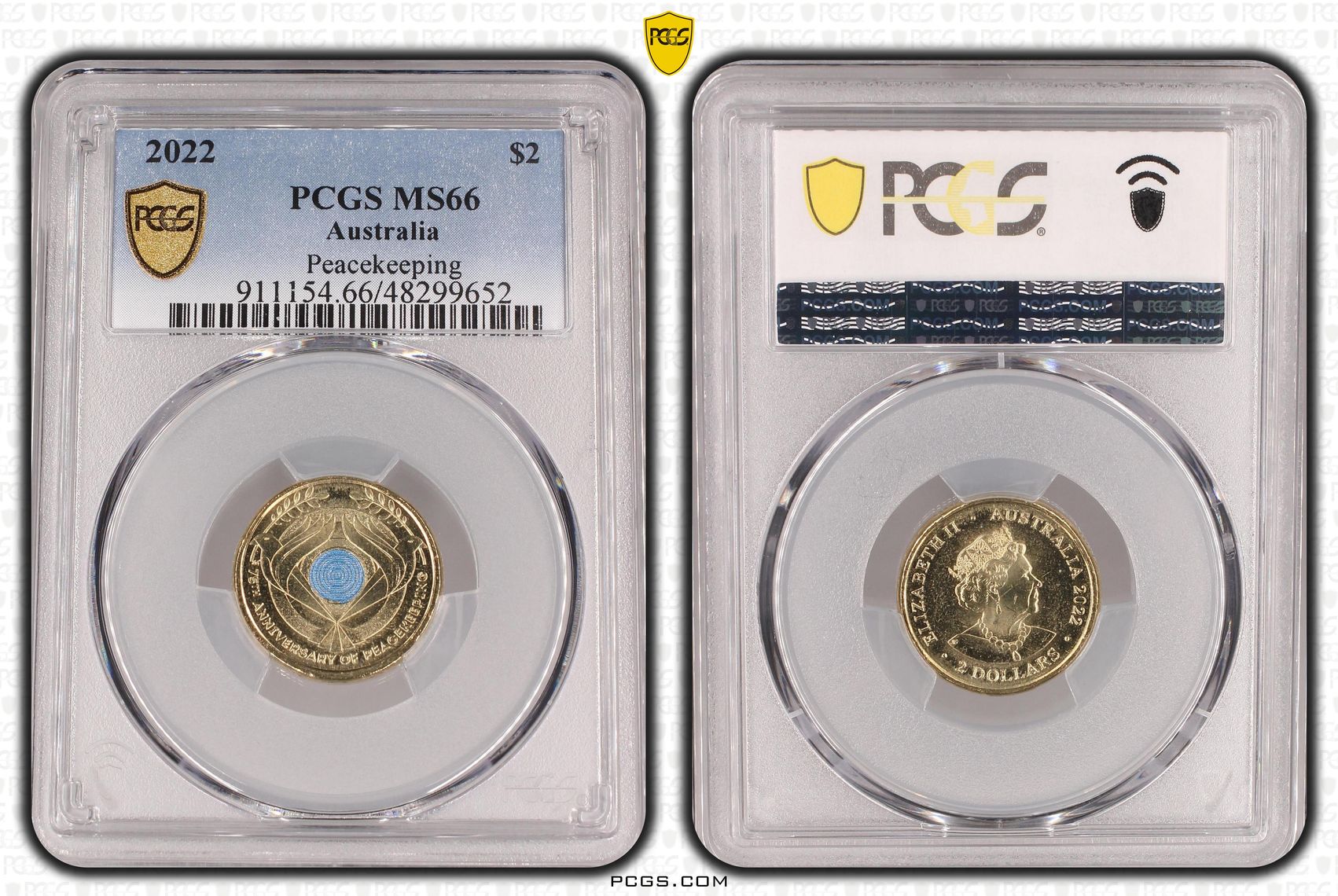 Elizabeth II, Peacekeeping - Colorized, Two Dollar, 2022, PCGS MS66