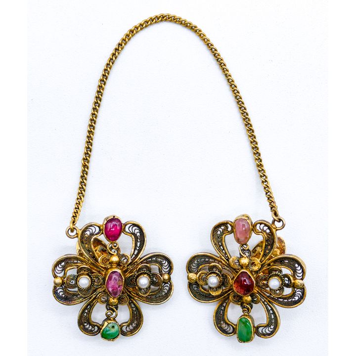 Pari Vermeil Filigree Gemstone Sweater Clips 30mm
