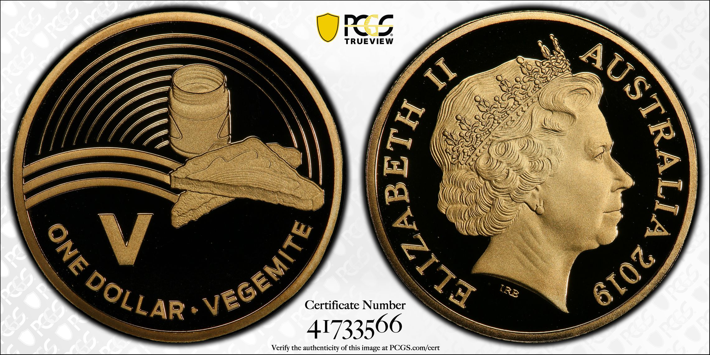 V- Vegemite Great Aussie Coin Hunt, POP 12/0, One Dollar, 2019, PCGS PR70DCAM