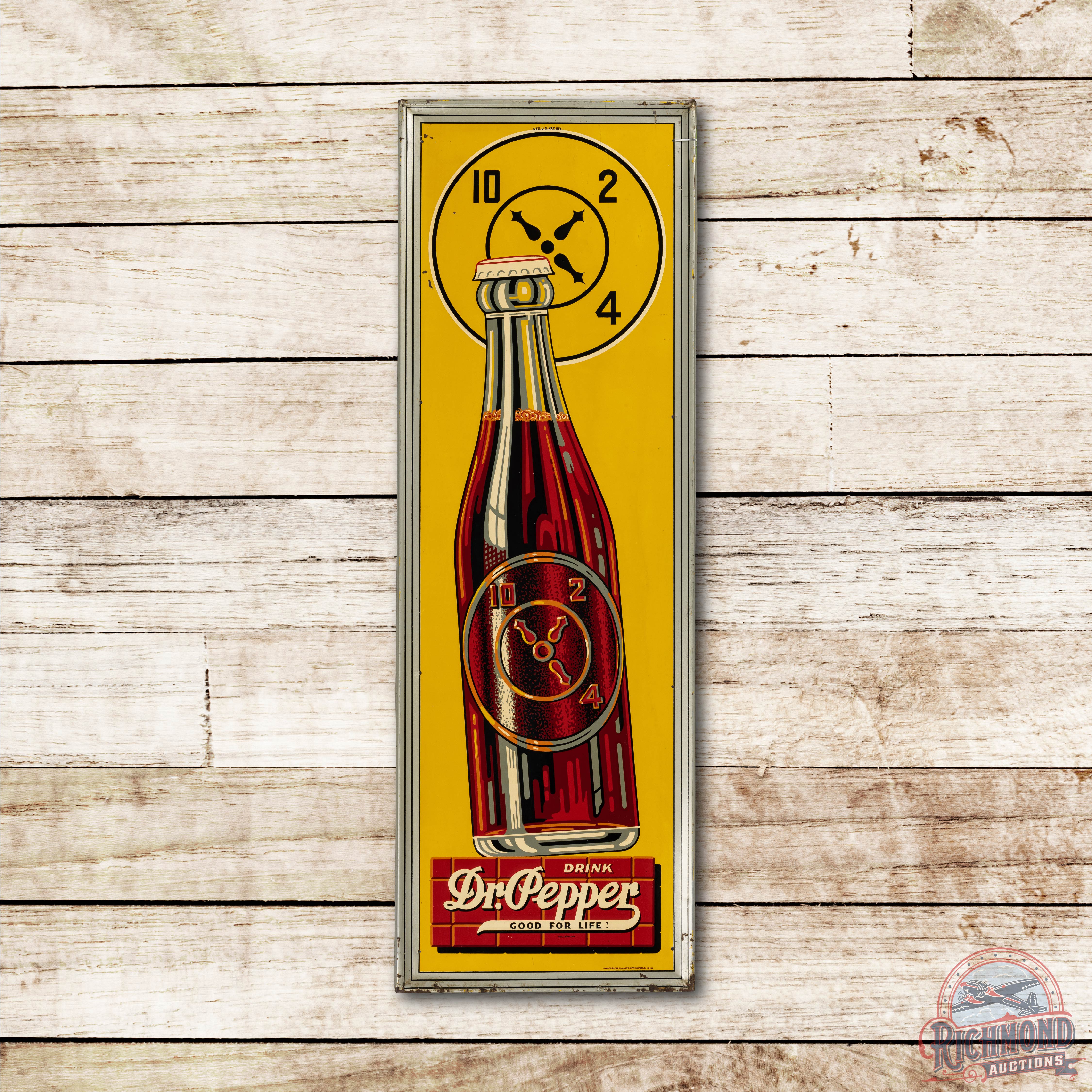 Dr. Pepper 10-2-4 w/ Bottle & Checkerboard Logo Tin Sign