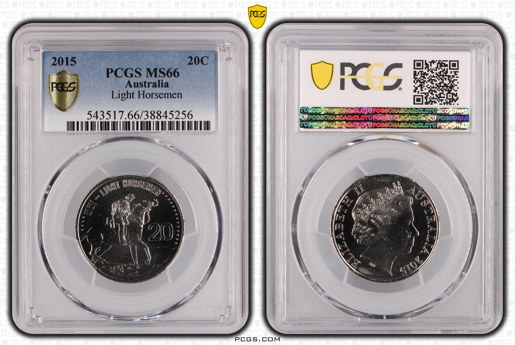 2015 Australia Twenty Cent, 20c Light Horsemen PCGS - MS66 -256