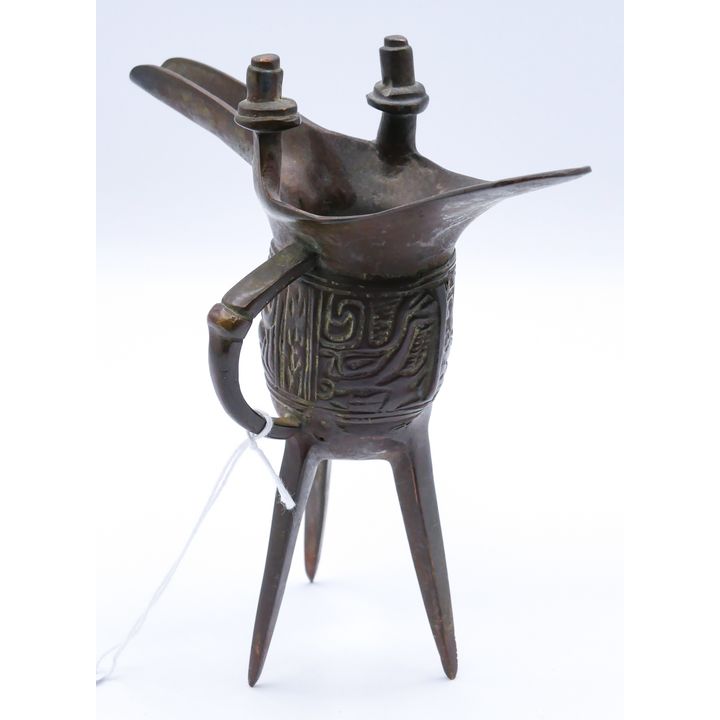 Old Chinese Jue Bronze Ritual Vessel 7''