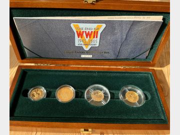 1945-2005 60TH ANNIVERSARY ALLIED FORCES PROOF GOLD 4-COIN SET.