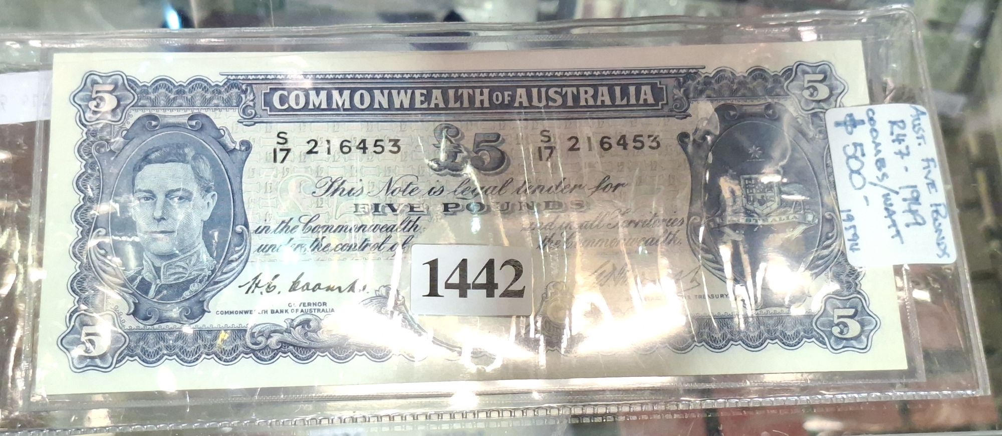 Commonwealth Of Australia Five Pound Note
