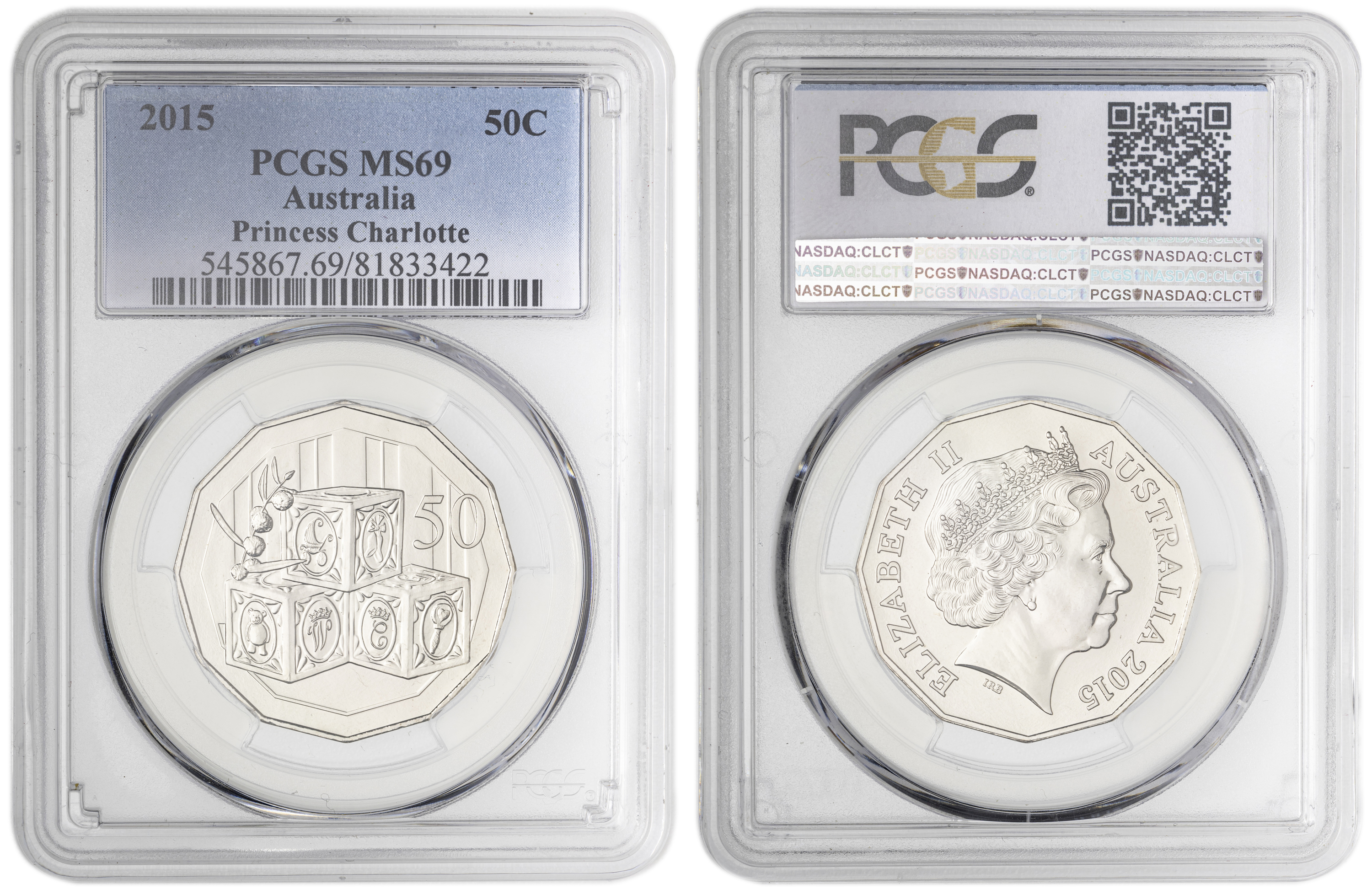 Princess Charlotte, Fifty Cent, 2015, PCGS MS69