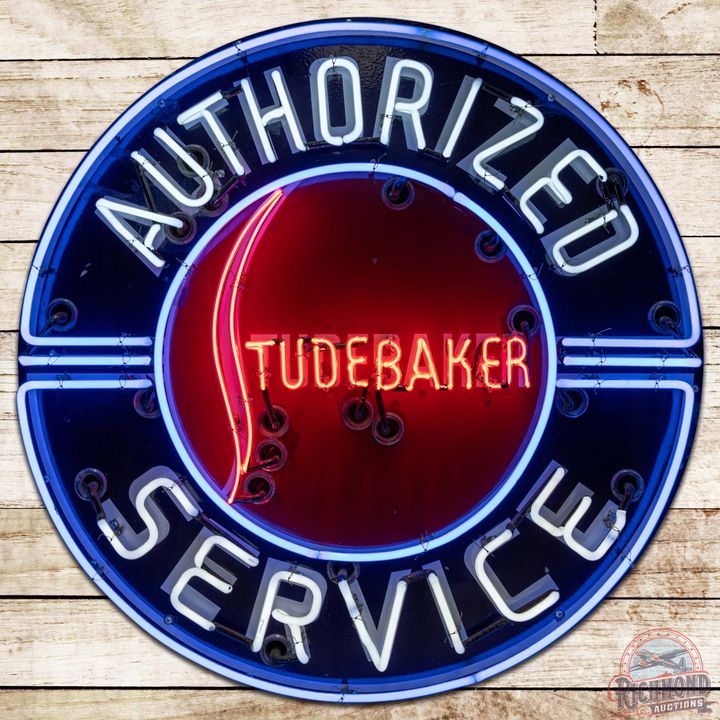 Studebaker Authorized Service 42" SS Porcelain Neon Sign
