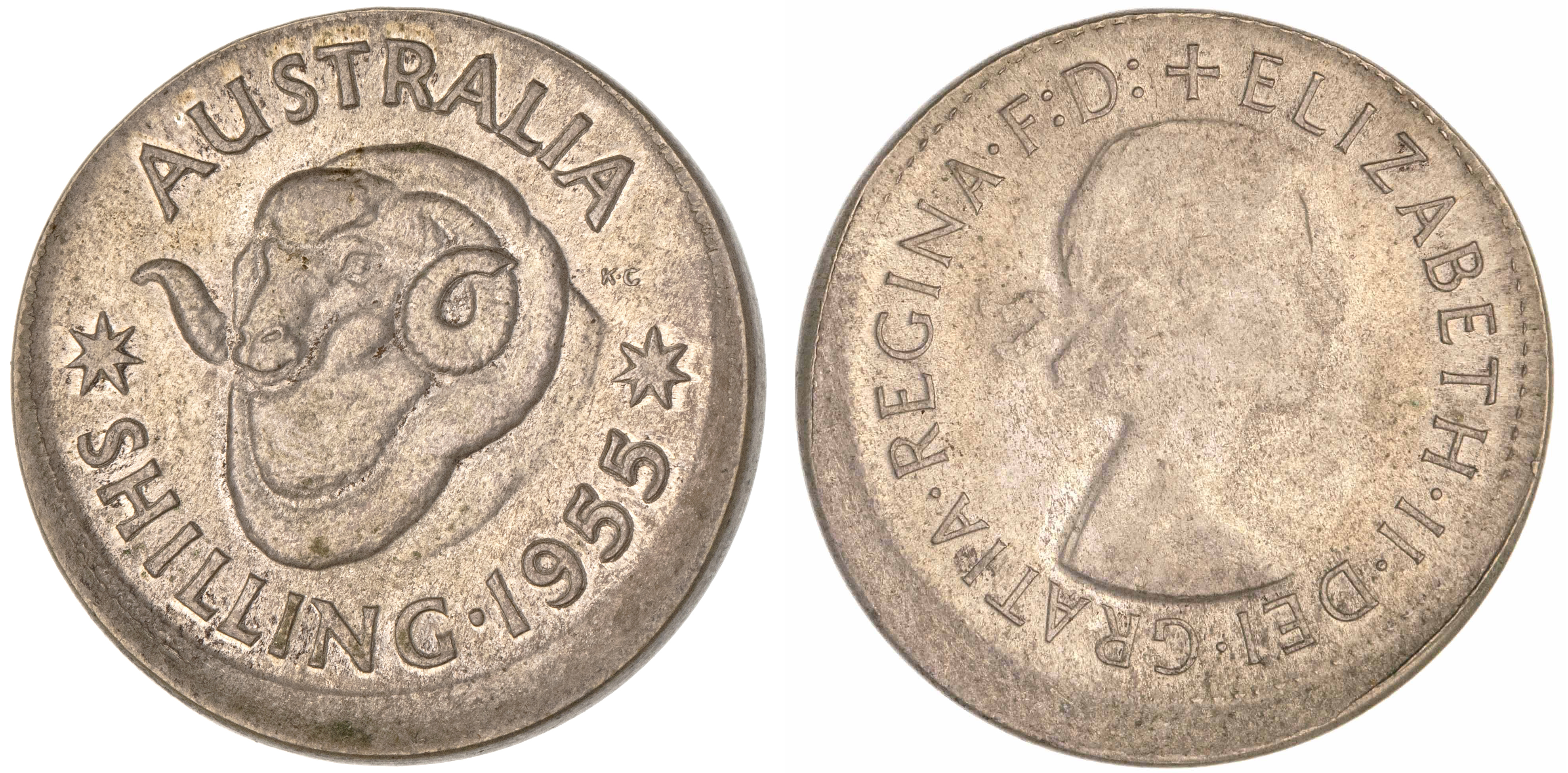 Elizabeth II, Shilling, 1955, gVF