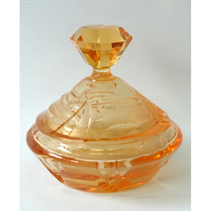 CUTGLASS POWDER BOWL AND COVER