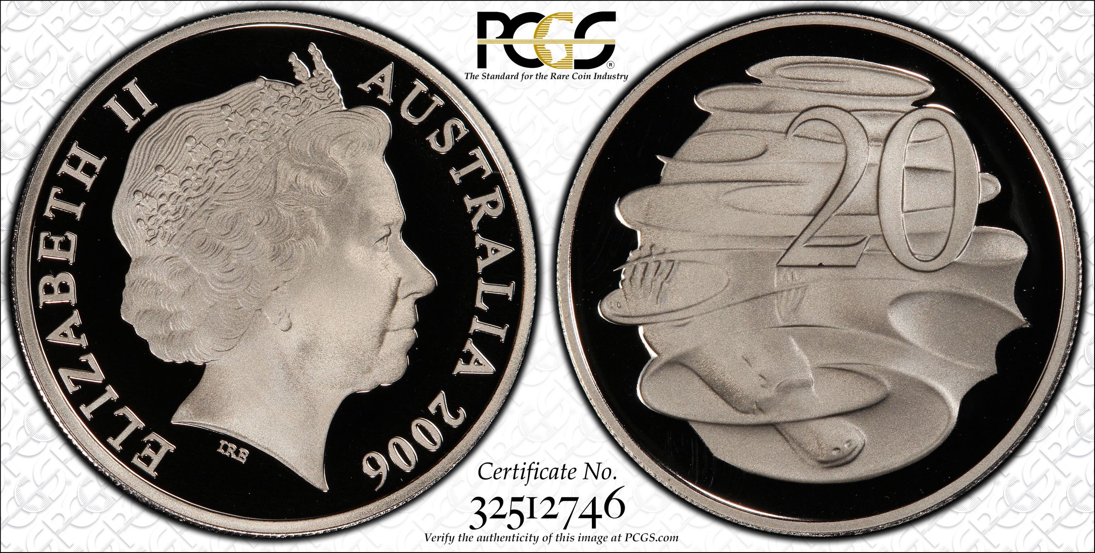 Elizabeth II, Small SD, Twenty Cent, 2006, PCGS PR69DCAM
