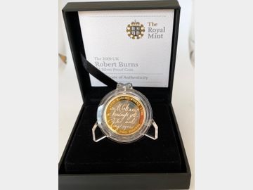 2009 ELIZABETH II 'ROBERT BURNS' PROOF SILVER 2 POUND COIN