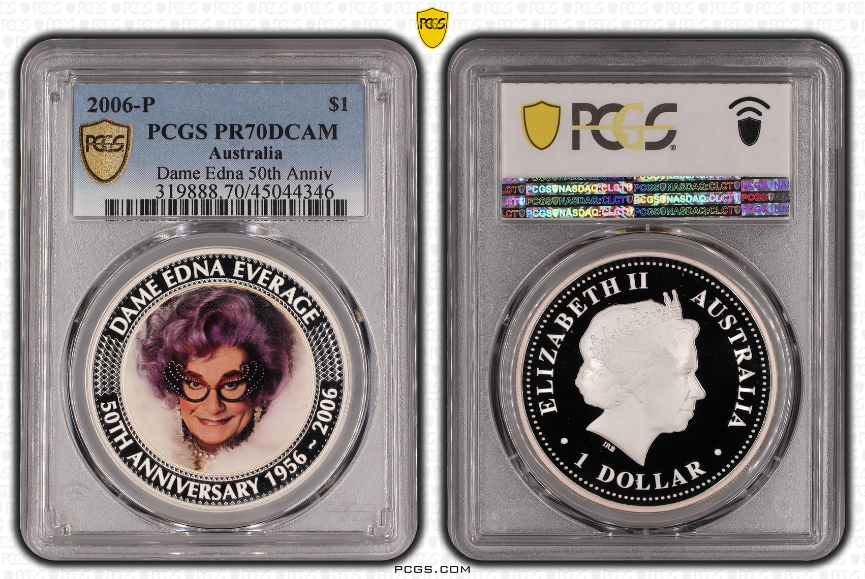 Dame Edna 50th Anniv, POP 1/0, One Dollar, 2006-P, PCGS PR70DCAM