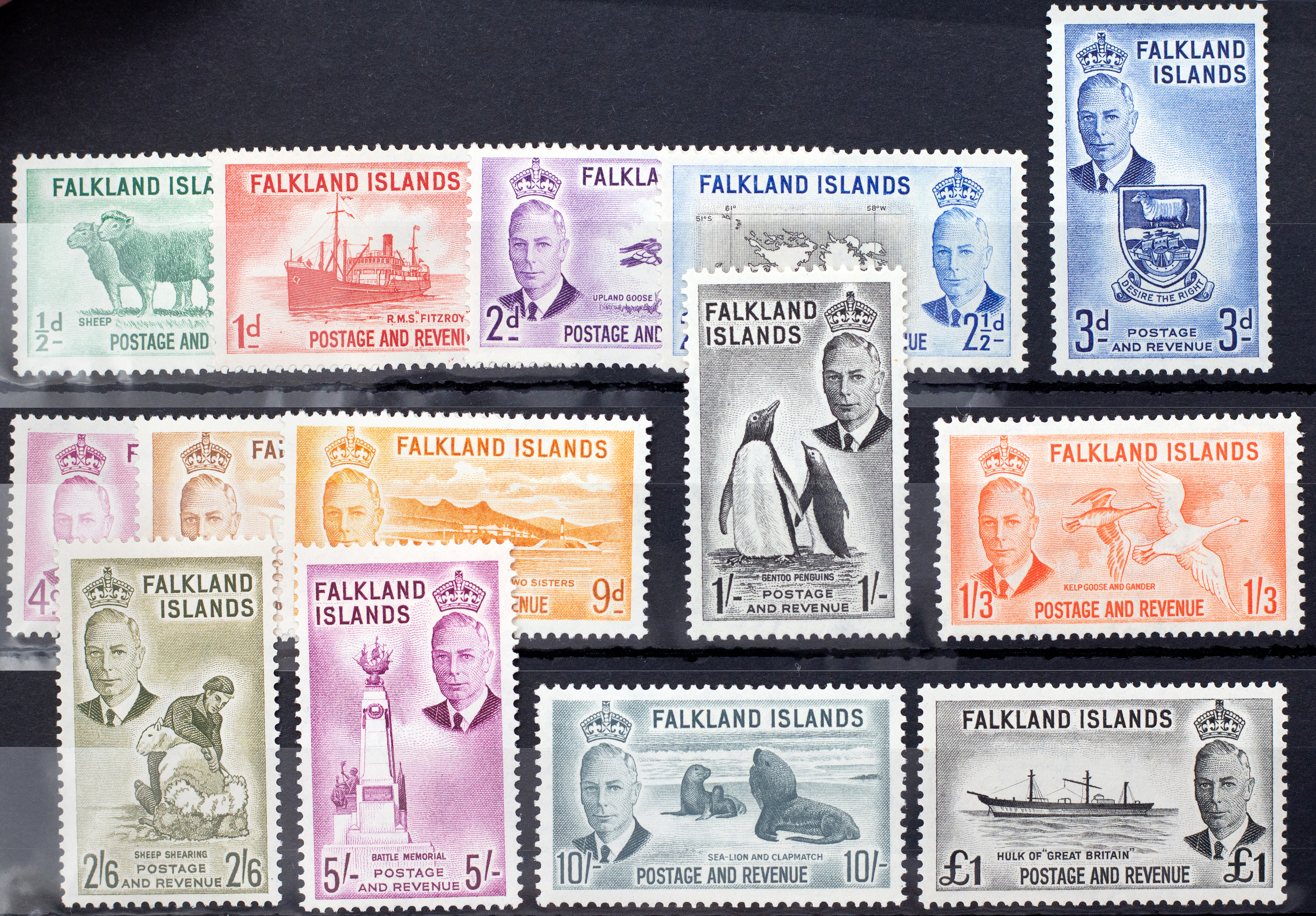 Falkland Islands, George VI, Definitives, 1952, Fine
