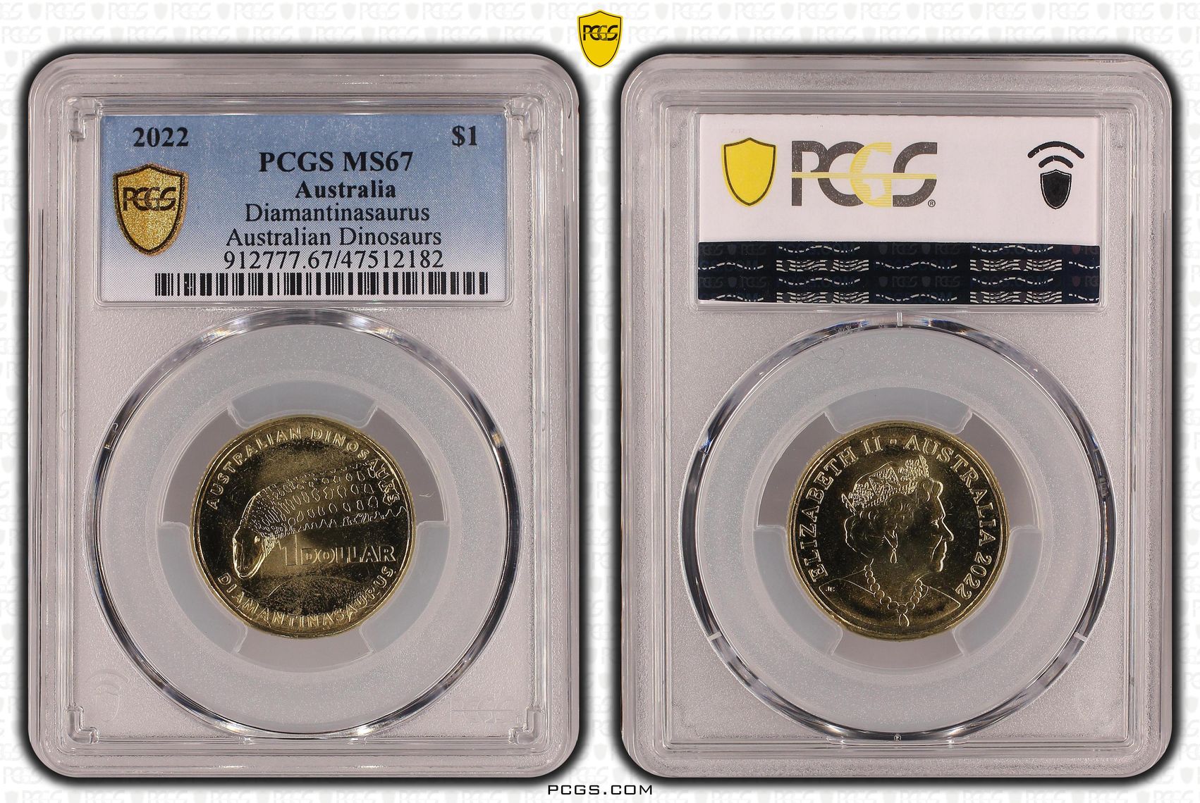 Diamantinasaurus Australian Dinosaurs, One Dollar, 2022 POP Report 3/1, PCGS MS 67