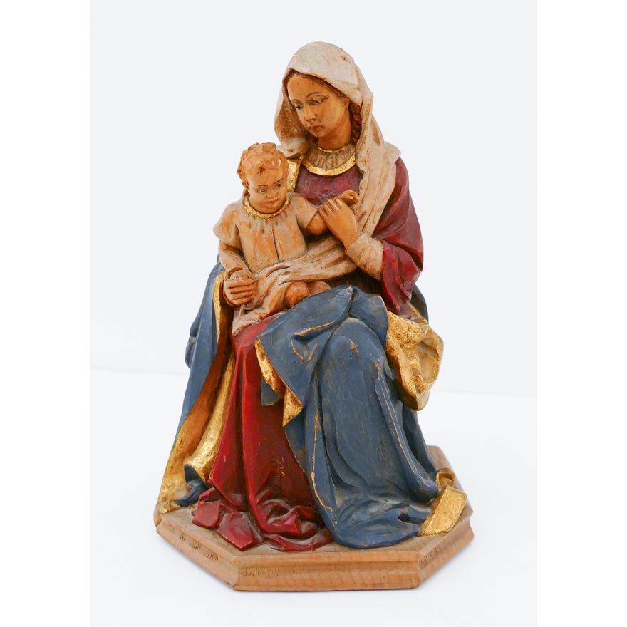 Anri Kaslatter Carved Wood Madonna Figure- 7''