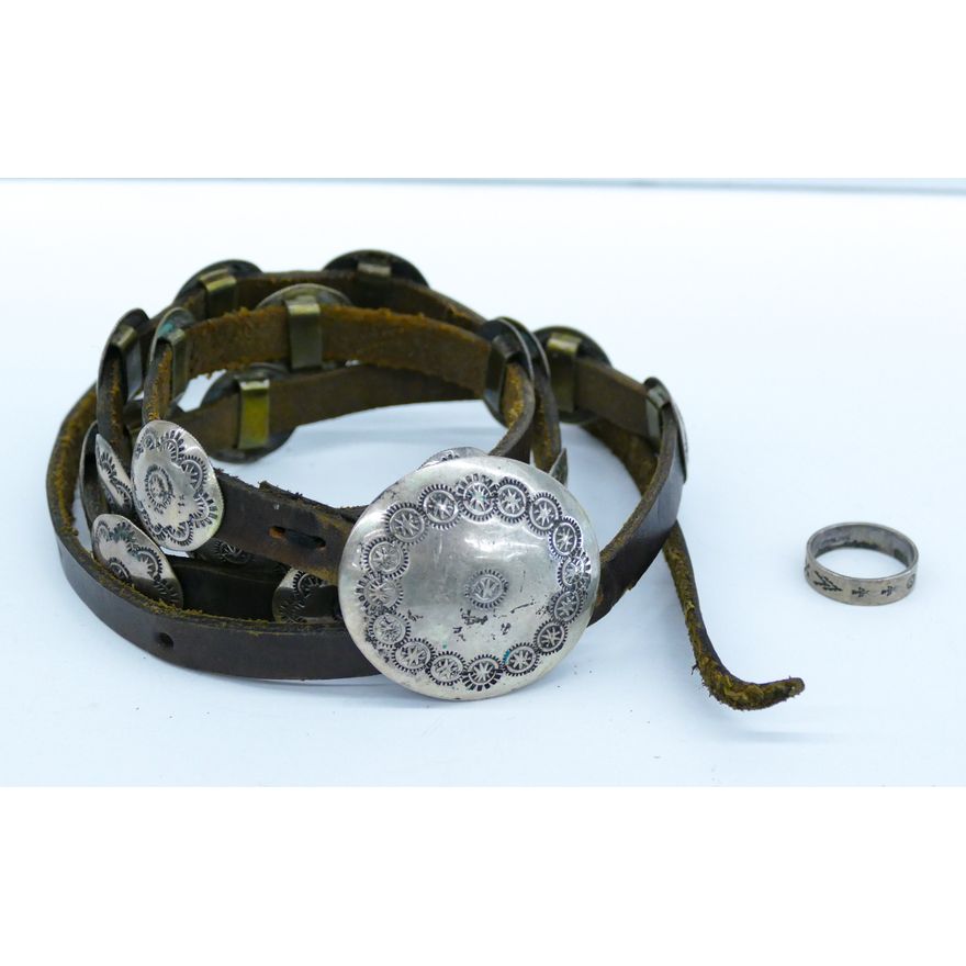Old Navajo Silver Conch Small Belt and Ring 46''