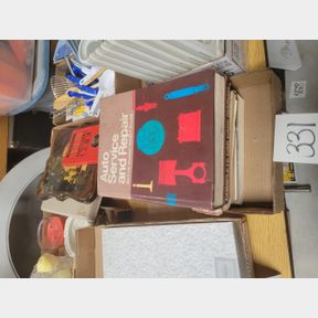 2 Boxes of bartender guide and car repair manuals