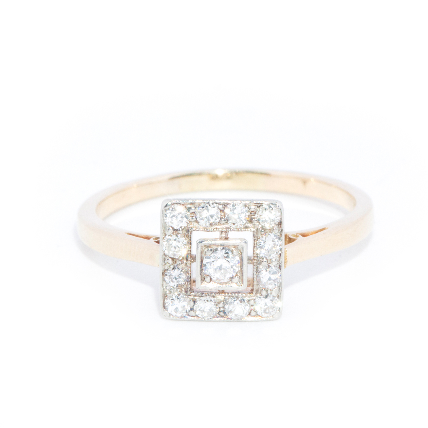 Vintage Old Cut Diamond Cluster 18ct Gold Ring