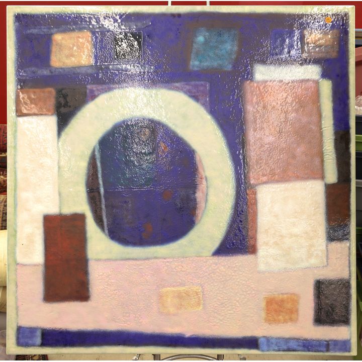 Jerry Scheideman (WA) ''Hot Blue'' Enameled Copper Plaque 42''x42''