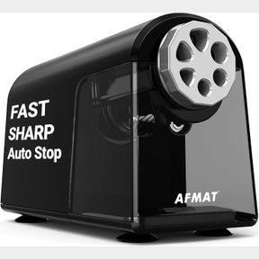 ELECTRIC PENCIL SHARPENER HEAVY DUTY, 6 HOLES, AUTO STOP AFMAT PENCIL SHARPENERS FOR SCHOOL, CLASSROOM ELECTRIC SHARPENER FOR 6-11