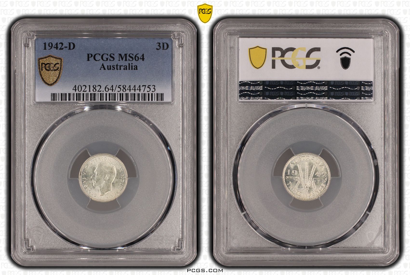 Threepence, 1942-D, PCGS MS64