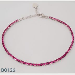Sterling Silver Red Colour Cz Tennis Bracelet - 51533/229